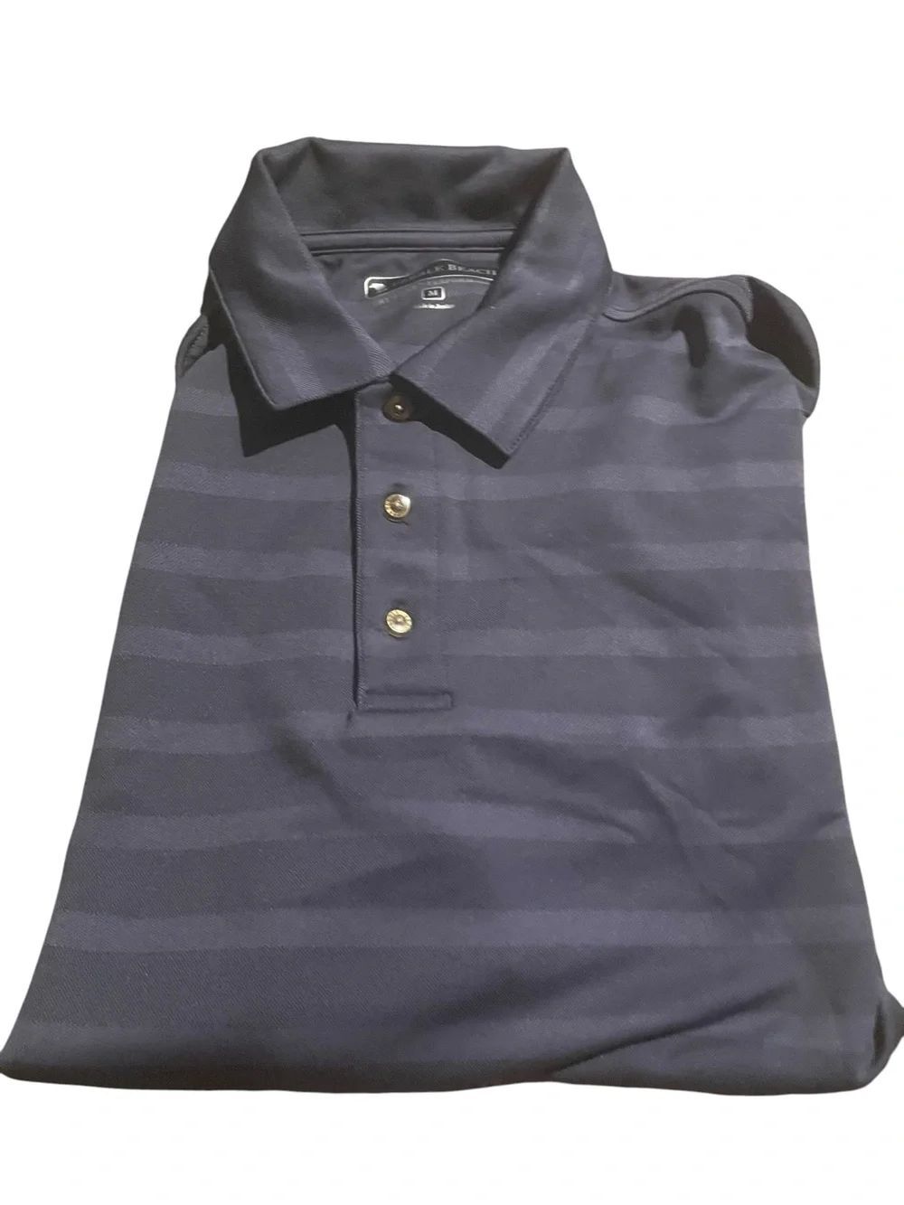 Pebble Beach Men's Navy Striped Polo Shirt - Classic Short Sleeve medium ex cond